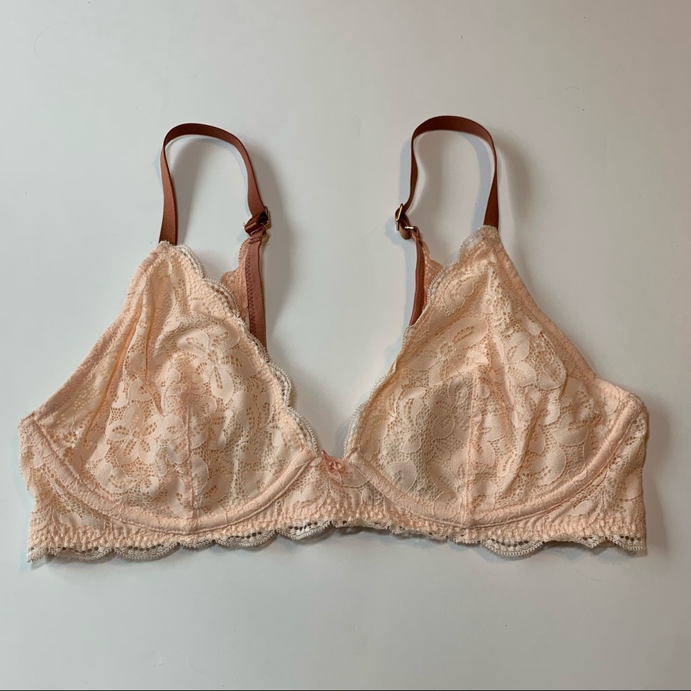 36D Aerie cream & brown HAPPY bra